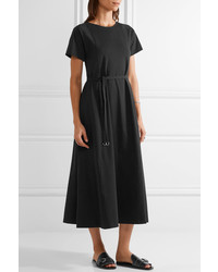 Lemaire Belted Cotton Jersey Midi Dress Black