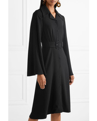Co Belted Crepe Midi Dress Black