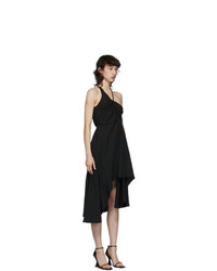 Vejas Black Elasticated Liquid Slip Dress