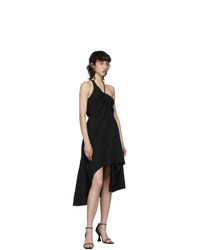 Vejas Black Elasticated Liquid Slip Dress