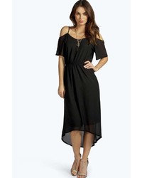 Boohoo Elsie Woven Off The Shoulder Dip Back Midi Dress