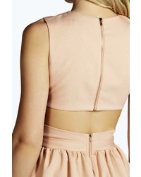 Boohoo Leanne Wrap Over Midi Dress With Open Back Detail