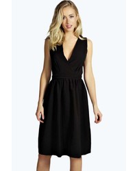 Boohoo Leanne Wrap Over Midi Dress With Open Back Detail