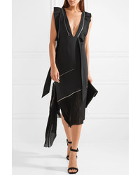 TRE by Natalie Ratabesi Liberty Asymmetric Zip Detailed Crepe Midi Dress