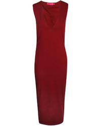 Boohoo Mia Plunge Neck Bodycon Midi Dress