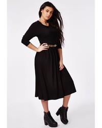 Missguided Plus Size Midi Skater Dress Black