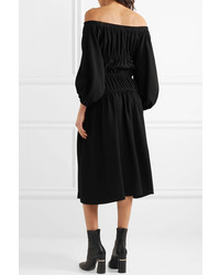 Sonia Rykiel Off The Shoulder Gathered Crepe Midi Dress Black
