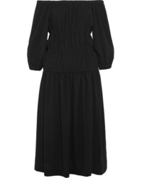 Sonia Rykiel Off The Shoulder Gathered Crepe Midi Dress Black