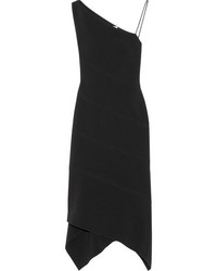 Dion Lee One Shoulder Paneled Stretch Crepe Midi Dress Black