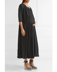 Hatch Romy Voile And Broderie Anglaise Midi Dress Black