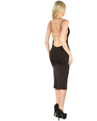 Savee Couture Multi Chain Back Midi Dress In Black