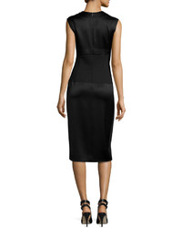DKNY Sleeveless Mixed Media Midi Dress Black