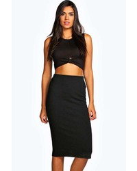 Boohoo Charley Textured Midi Skirt