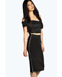 Boohoo Sophie Double Side Zip Pencil Midi Skirt