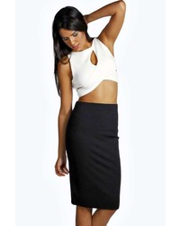 Boohoo Tia Textured Jacquard Midi Skirt