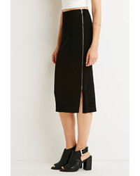 Forever 21 Contemporary Ribbed Side Zipper Midi Skirt