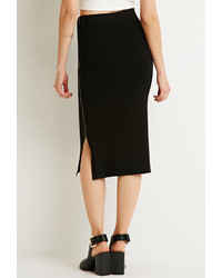 Forever 21 Contemporary Ribbed Side Zipper Midi Skirt