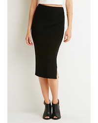 Forever 21 Contemporary Ribbed Side Zipper Midi Skirt