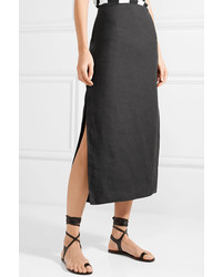 Theory Linen And Cotton Blend Midi Skirt
