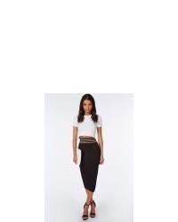 Missguided High Waisted Elastic Trim Midi Skirt Black