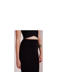 Missguided Longline Jersey Midi Skirt Black
