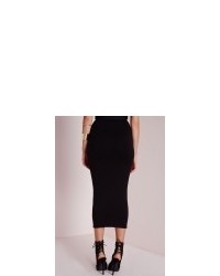 Missguided Longline Jersey Midi Skirt Black