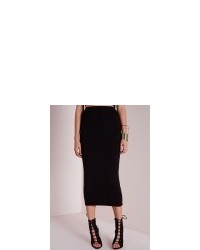 Missguided Petite Longline Jersey Midi Skirt Black
