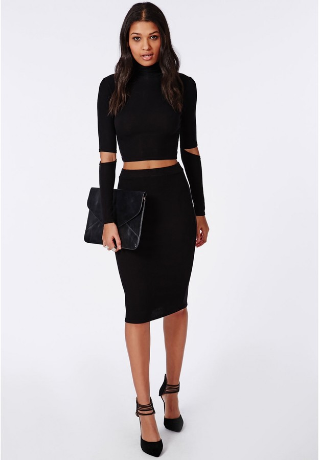 bodycon midi skirt black