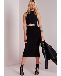 Missguided Tall Longline Jersey Midi Skirt Black
