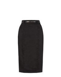 New Look Black Belted Back Split Midi Skirt