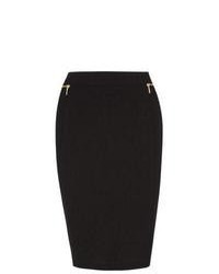 New Look Black Crepe Zip Midi Skirt