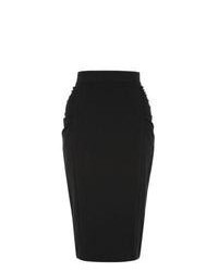New Look Black Ruched Side Midi Skirt