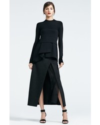 Donna Karan New York Organza Inset Slit Midi Skirt