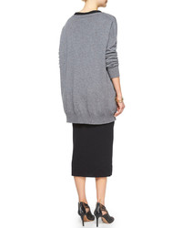 Eileen Fisher Washable Wool Midi Pencil Skirt Black Petite