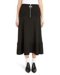 Givenchy Zip Front Crepe De Chine Midi Skirt