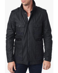 7 For All Mankind Coated Wax Field Jacket In Jet Black