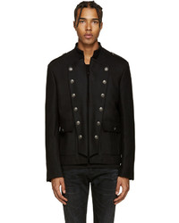 Pierre Balmain Black Wool Military Jacket