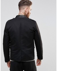 Asos Brand Slim Military Jacket In Black