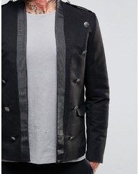 Asos Brand Slim Military Jacket In Black