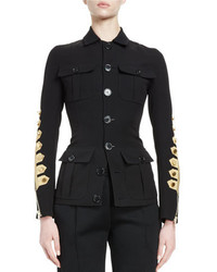 Givenchy Button Front Military Jacket Blackgold