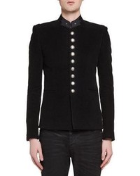 Saint Laurent Officer Cotton Military Jacket Black