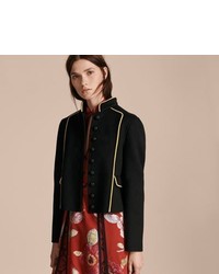 Burberry Piped Cropped Military Wool Cashmere Jacket