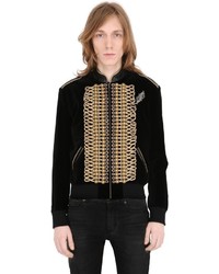 Saint Laurent Military Style Velvet Teddy Jacket