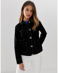 New Look Utility Jacket With Contrast Stitch In Black