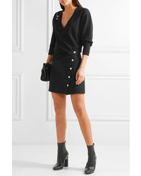 Versace Asymmetric Cady Wrap Mini Skirt Black