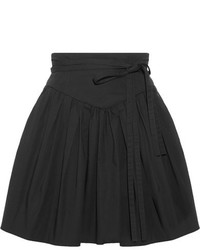 Marc Jacobs Belted Gathered Stretch Cotton Poplin Mini Skirt Black