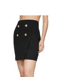 Balmain Black 4 Button Wrap Skirt