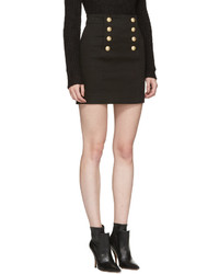 Balmain Black Buttoned Miniskirt