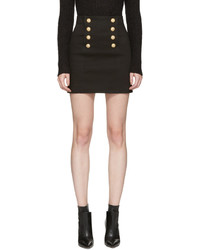 Balmain Black Buttoned Miniskirt