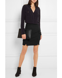 PIERRE BALMAIN Button Embellished Stretch Twill Mini Skirt Black
